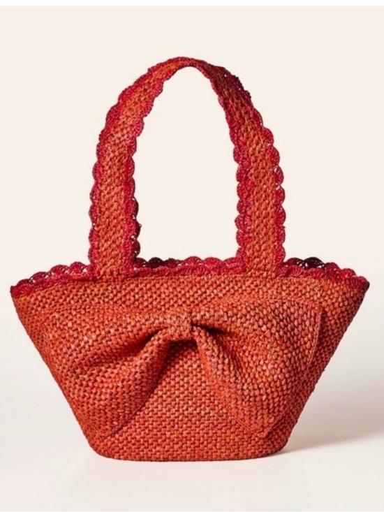 Kate Spade Handbags - Kate Spade Red Woven Bow-Front Tote